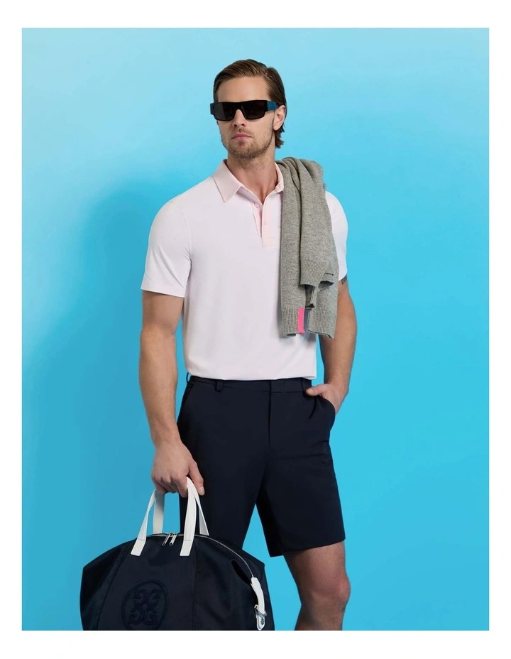 G/Fore Feeder Stripe Fine Tech Jersey Polo Shirt in Blush image 5