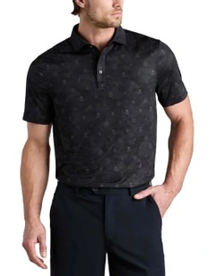 G/Fore Icon Camo Tech Jersey Polo Shirt in Onyx