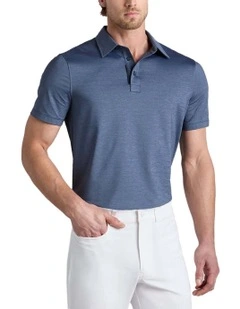 G/Fore Melange Ice Nylon Polo Shirt in Twilight Melange