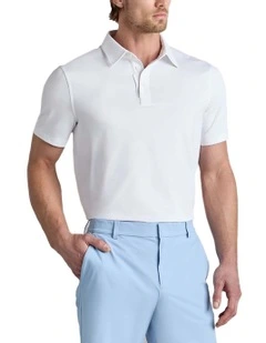 G/Fore Melange Ice Nylon Polo Shirt in Snow Melange