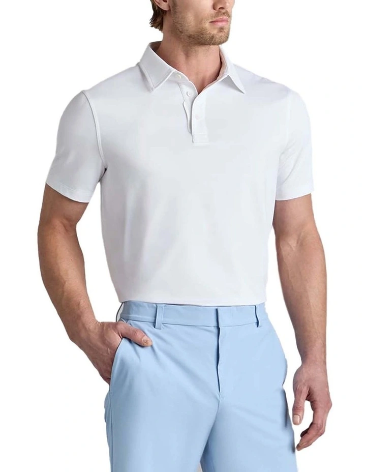 G/Fore Melange Ice Nylon Polo Shirt in Snow Melange image 1
