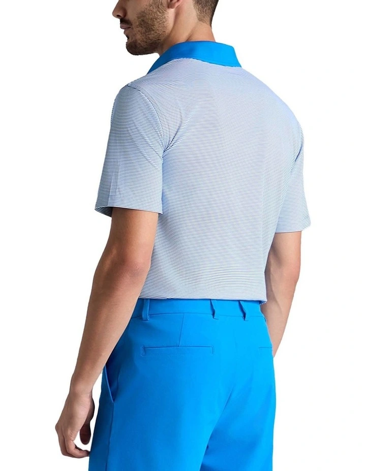 G/Fore Feeder Stripe Fine Tech Jersey Polo Shirt in Lisbon Blue image 2