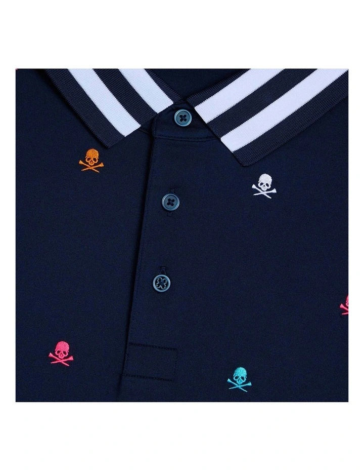 G/Fore Embroidered Tech Jersey Polo Shirt in Twilight image 3