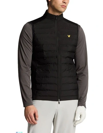 Lyle & Scott Hybrid Quilted Full Zip Vest in Jet Black