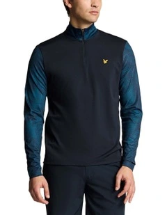 Printed Contour Golf Midlayer Jersey in Dark Navy