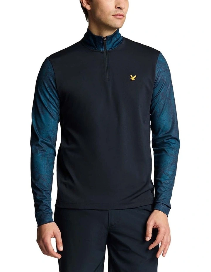 Printed Contour Golf Midlayer Jersey in Dark Navy image 1
