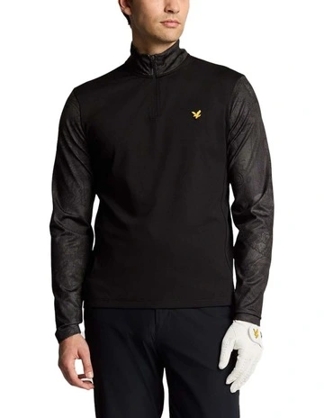 Printed Contour Golf Midlayer Jersey in Jet Black