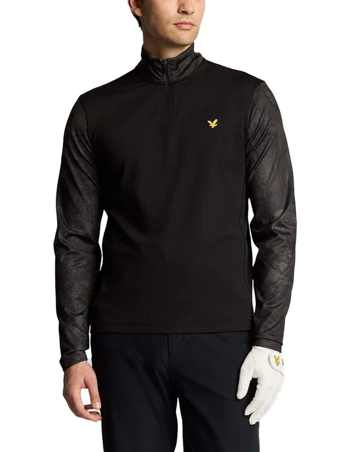 Printed Contour Golf Midlayer Jersey in Jet Black image 1