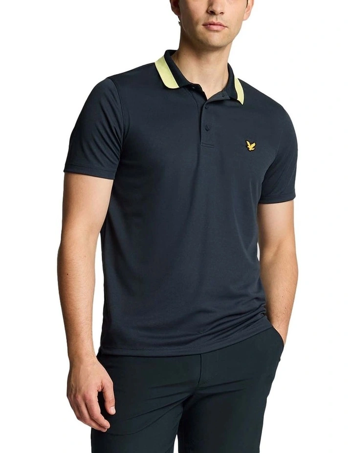 Tipped Polo Shirt in Dark Navy/Solar Marker image 1