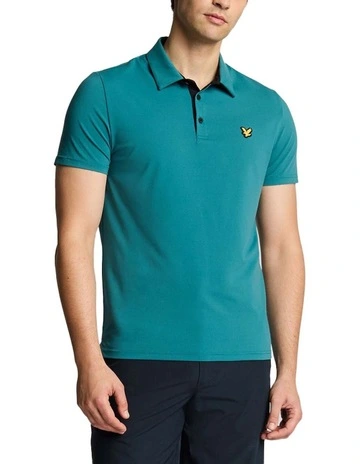Contrast Placket Polo Shirt in Albatross/Jet Black