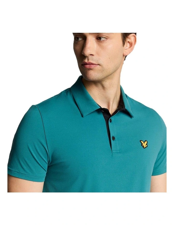 Contrast Placket Polo Shirt in Albatross/Jet Black image 3