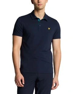 Contrast Placket Polo Shirt in Dark Navy/Albatross