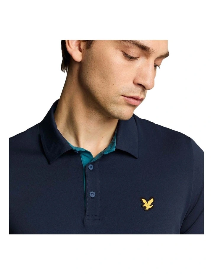 Contrast Placket Polo Shirt in Dark Navy/Albatross image 3