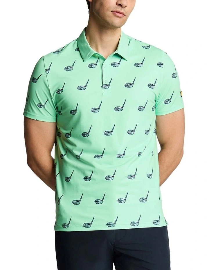 Micro Club Printed Polo Shirt in Shoreline image 1
