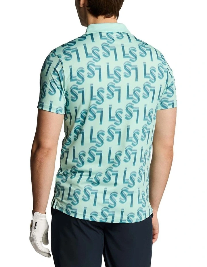 LS Monogram Printed Polo Shirt in Shoreline image 2
