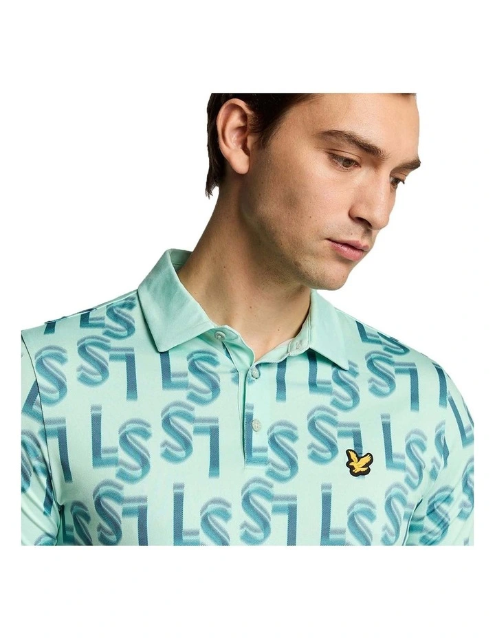 LS Monogram Printed Polo Shirt in Shoreline image 3