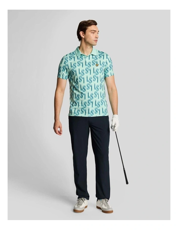LS Monogram Printed Polo Shirt in Shoreline image 4