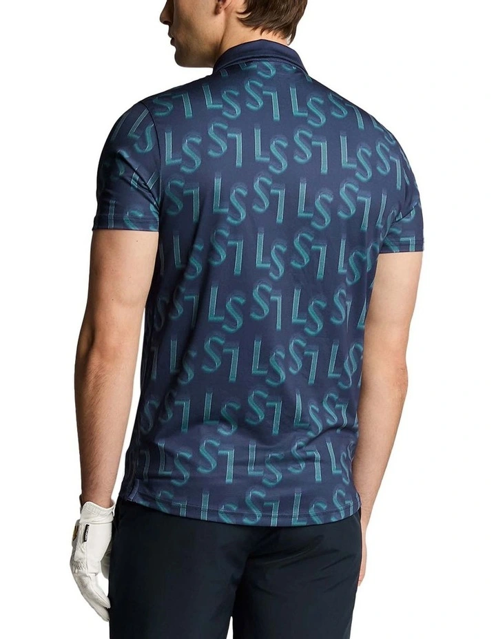 LS Monogram Printed Polo Shirt in Ryder Blue image 2