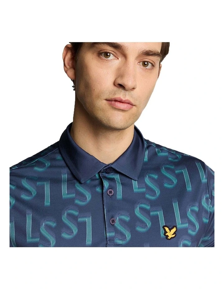 LS Monogram Printed Polo Shirt in Ryder Blue image 3