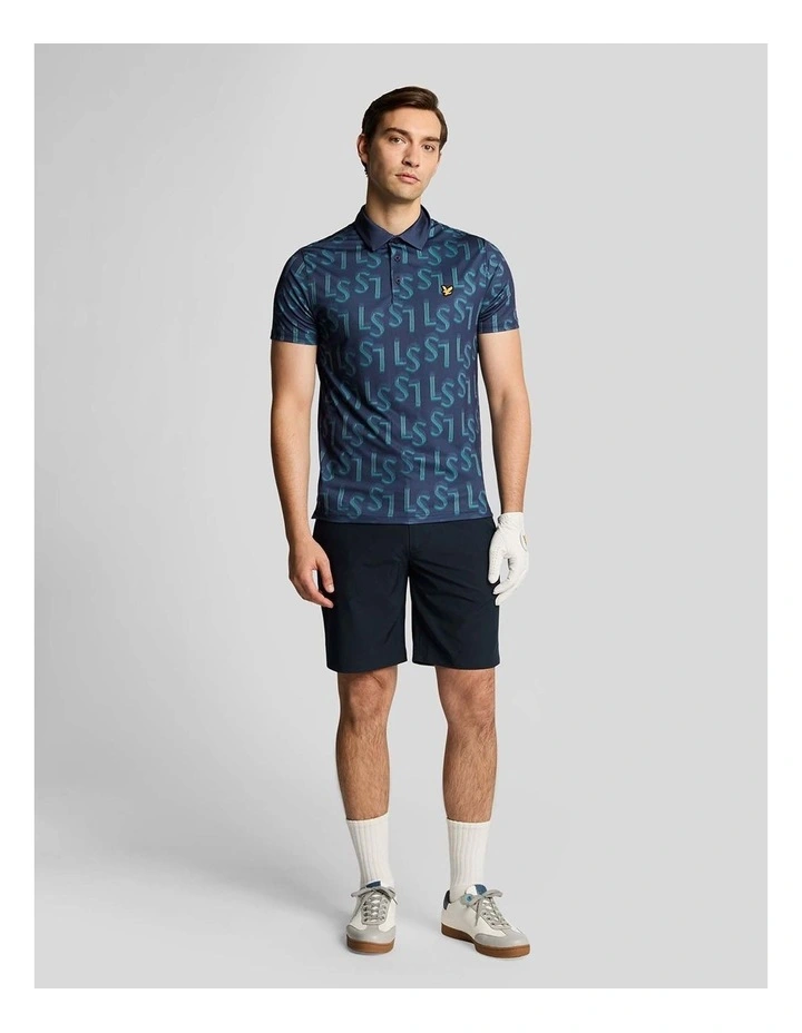 LS Monogram Printed Polo Shirt in Ryder Blue image 4