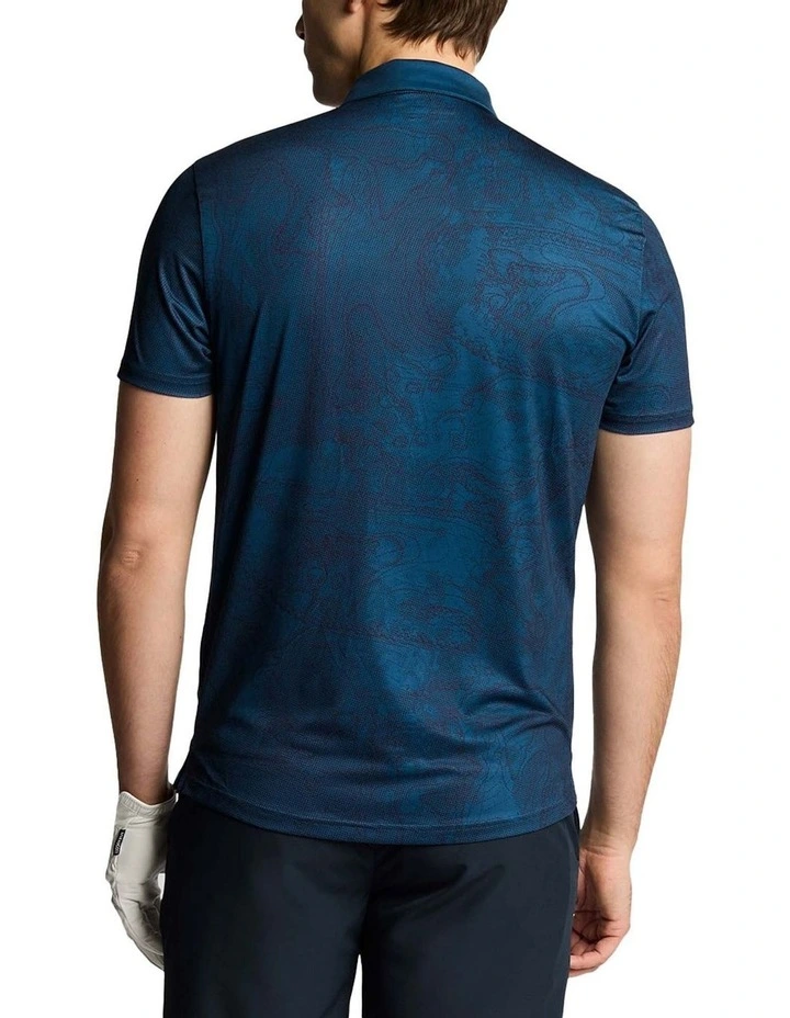 Contour Printed Polo Shirt in Dark Navy image 2