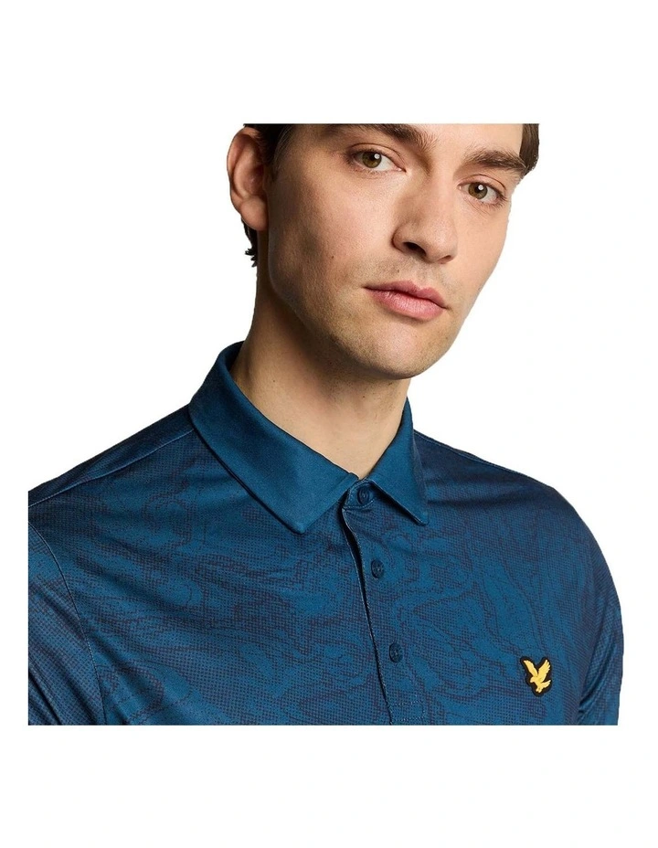 Contour Printed Polo Shirt in Dark Navy image 3