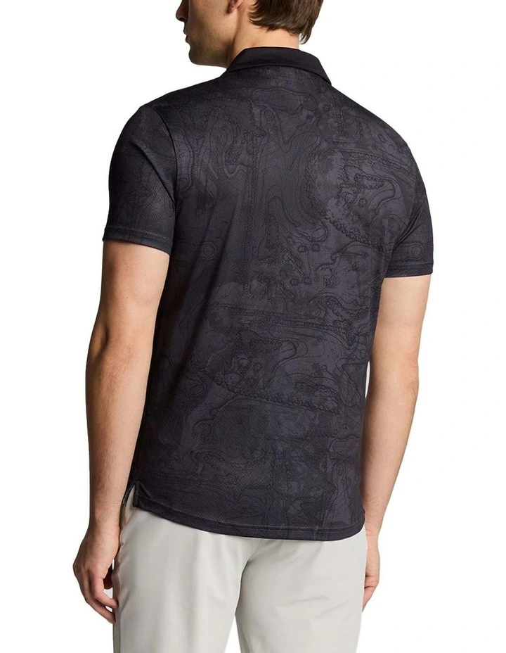 Contour Printed Polo Shirt in Jet Black image 2