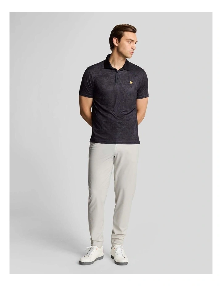 Contour Printed Polo Shirt in Jet Black image 4