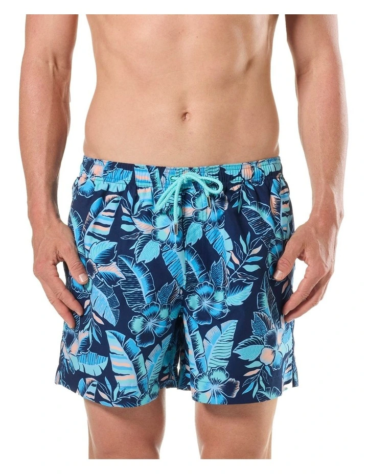 Pop Tropics Swim Short in Blue image 1