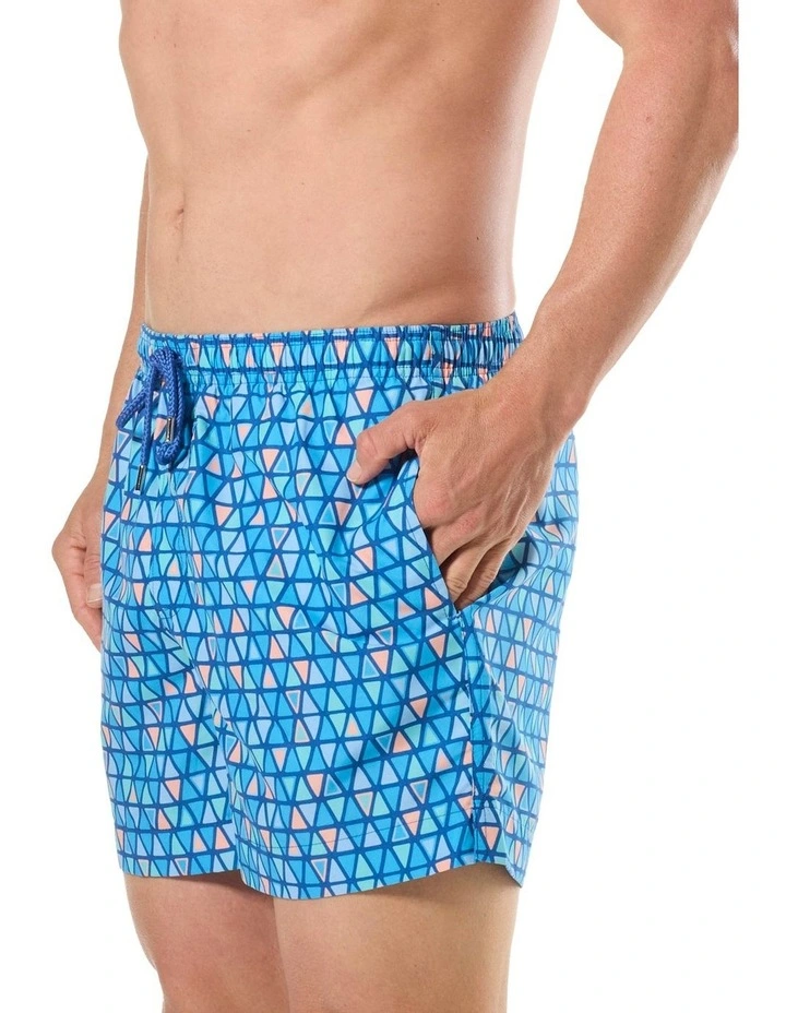 Ocean Mosaic Swim Shorts in Blue image 3