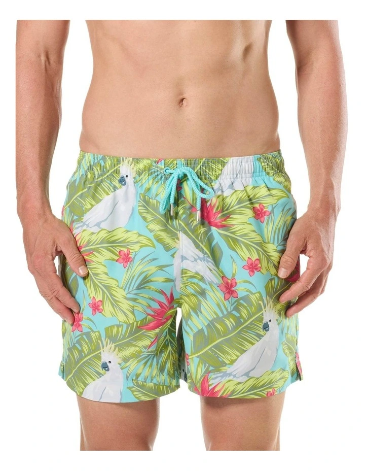 Cockatoo Paradise Swim Shorts in Green Multi image 1