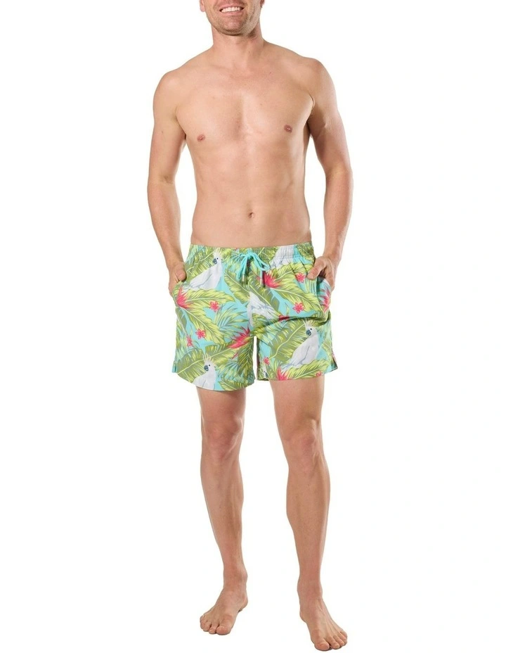 Cockatoo Paradise Swim Shorts in Green Multi image 4