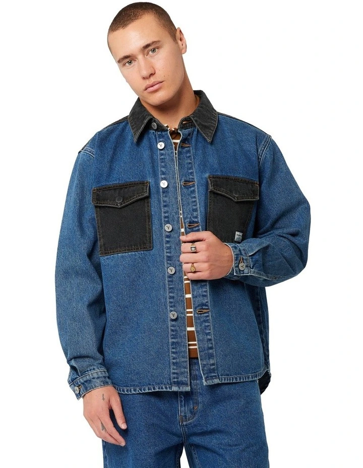 A5 Shacket Connor Flip Jacket in Blue image 2