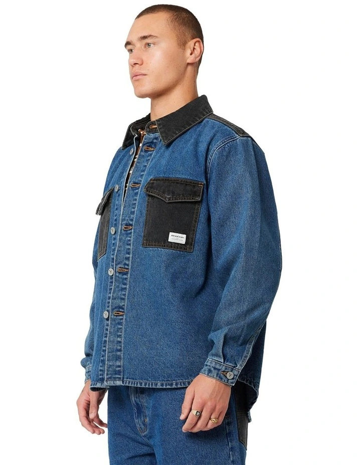 A5 Shacket Connor Flip Jacket in Blue image 3
