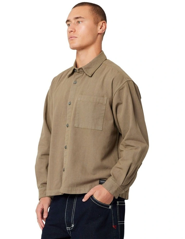 Bobby Long Sleeve Canvas Shirt in Brown image 3