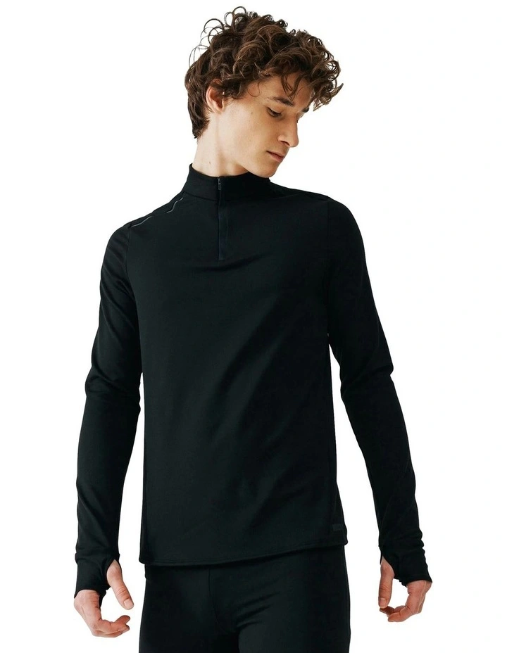 Run Warm Long Sleeved Running T-shirt in Black image 1