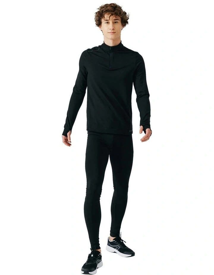 Run Warm Long Sleeved Running T-shirt in Black image 3