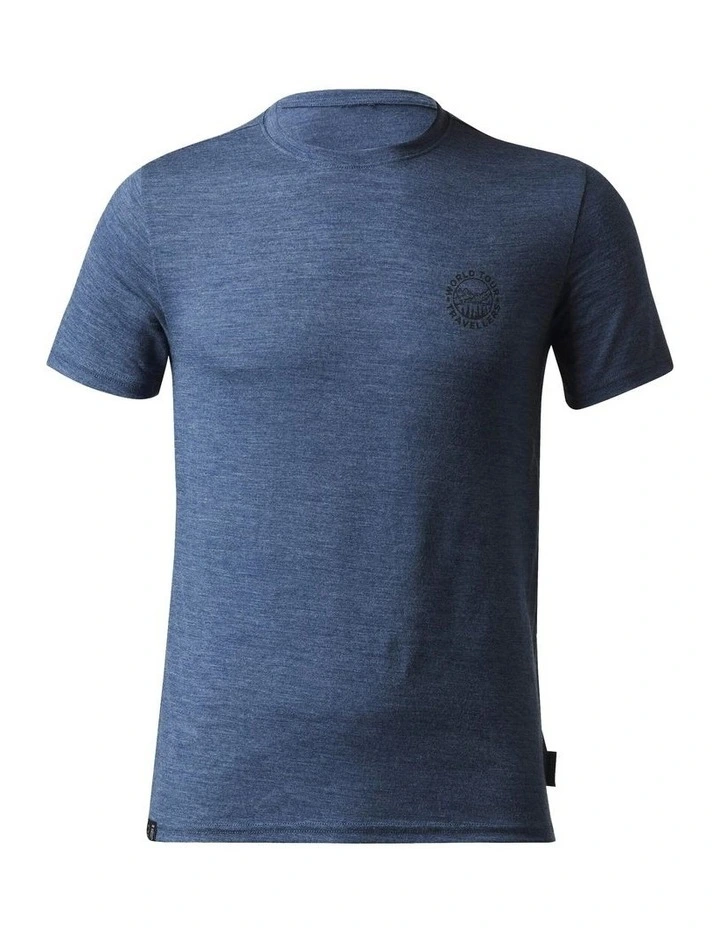 Travel Trekking Merino Wool T-shirt in Blue image 3