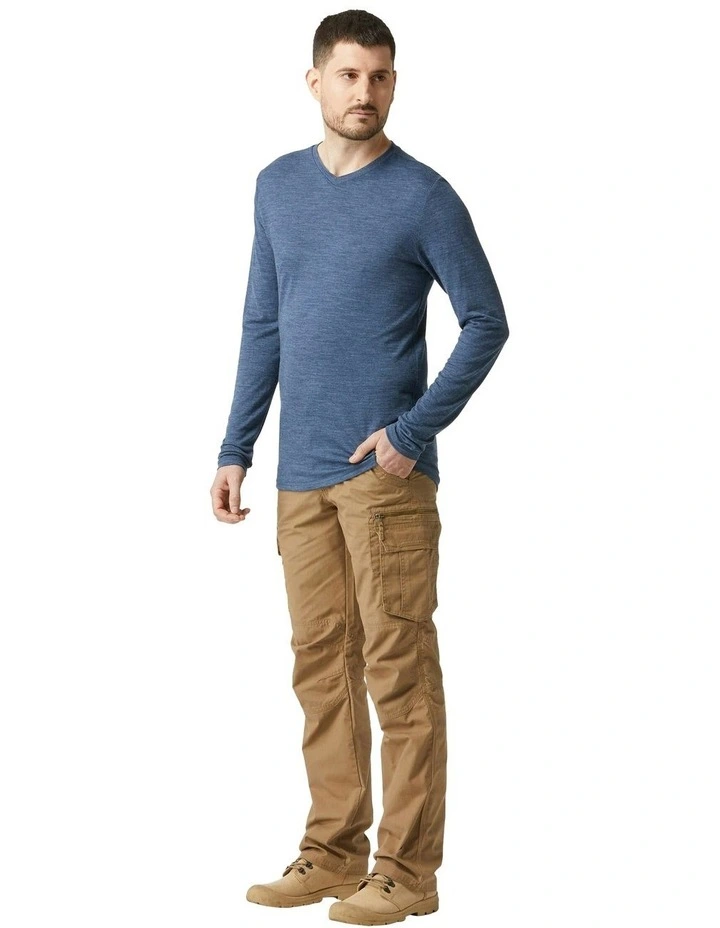 Long Sleeve Travel Merino Wool T-shirt in Blue image 3