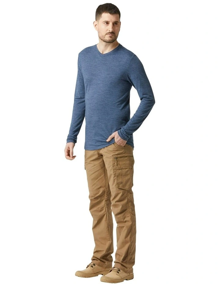 Long Sleeve Travel Merino Wool T-shirt in Blue image 4