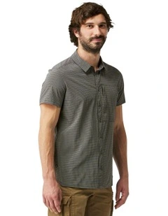 Travel 500 Stretch Short-Sleeved Trekking Shirt in Grey