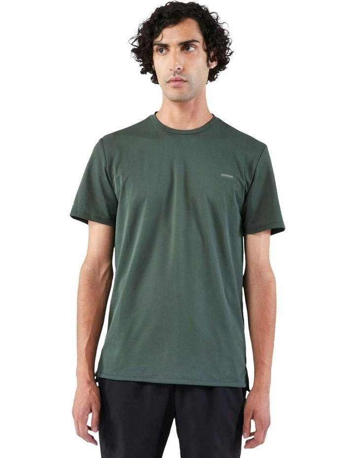 Kiprun Run 500 Dry Running Breathable T-shirt in Dark Green/Grey image 1