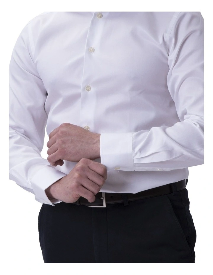 Twill Classic Shirt Single Cufflinks in White image 6
