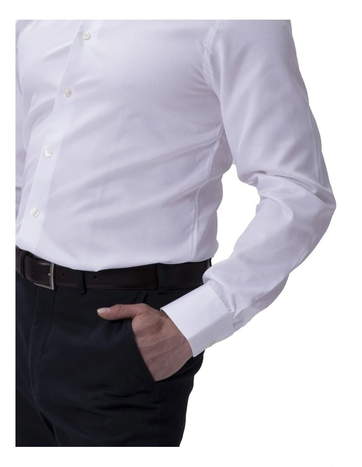 Twill Classic Shirt Single Cufflinks in White image 7