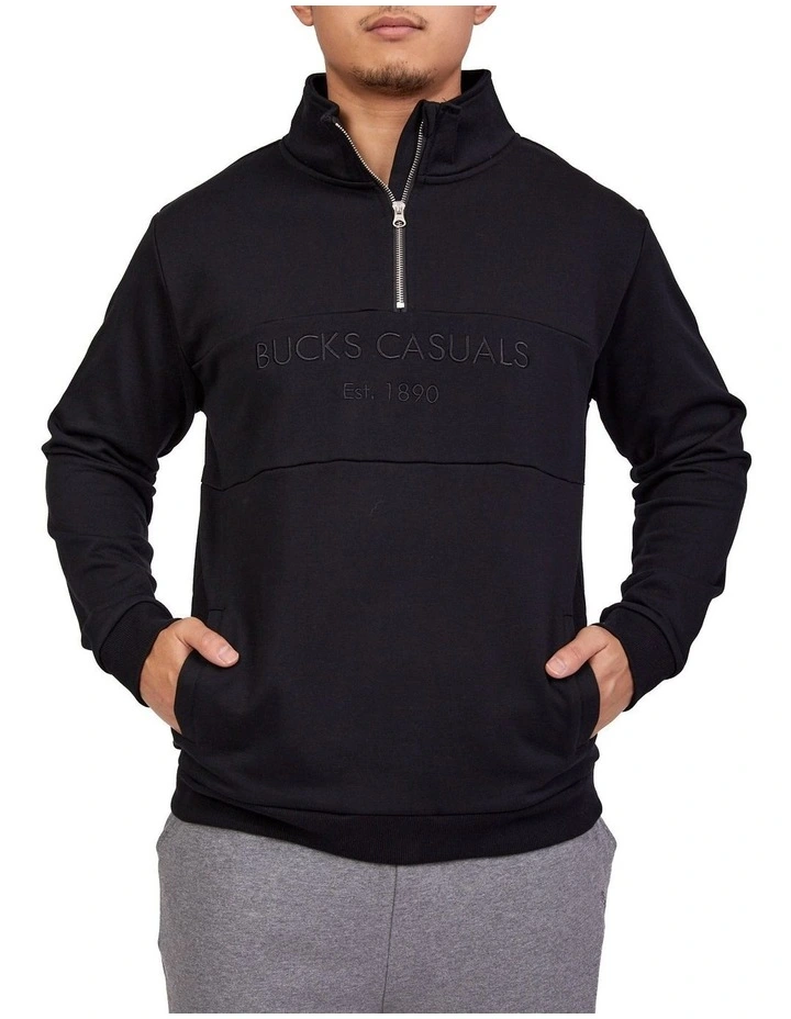 Bucks Casual Todd Half Zip In Black image 1