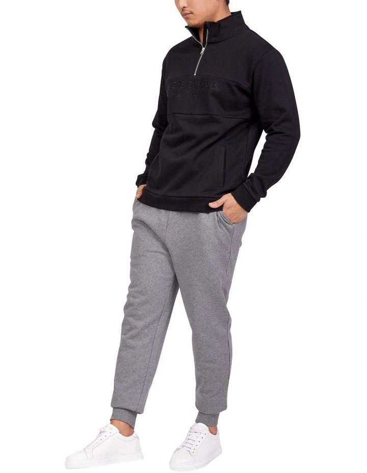 Bucks Casual Todd Half Zip In Black image 3