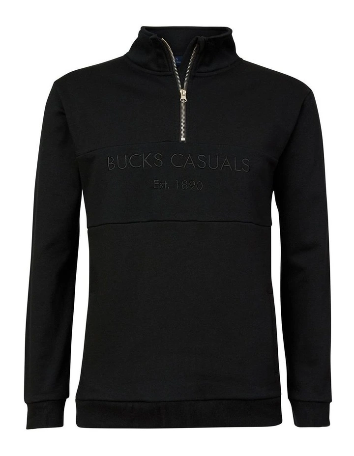 Bucks Casual Todd Half Zip In Black image 4