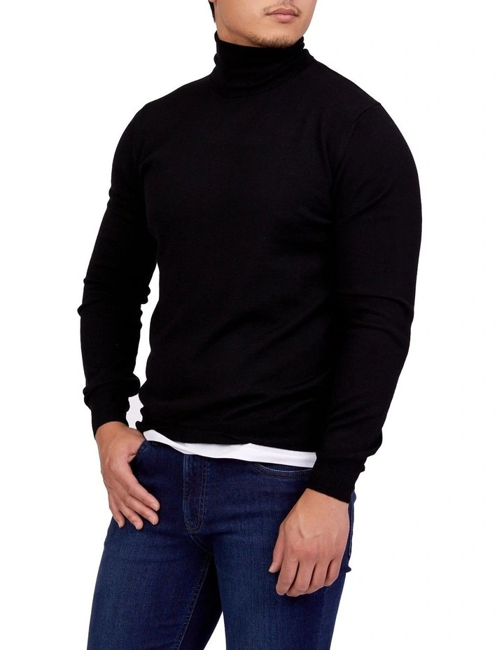 Cashmere Roll Neck Knit In Black image 1