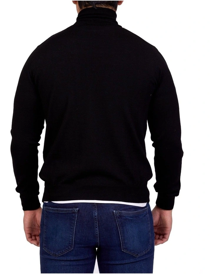Cashmere Roll Neck Knit In Black image 2