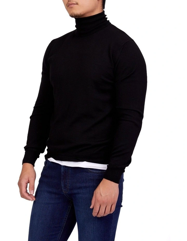 Cashmere Roll Neck Knit In Black image 4